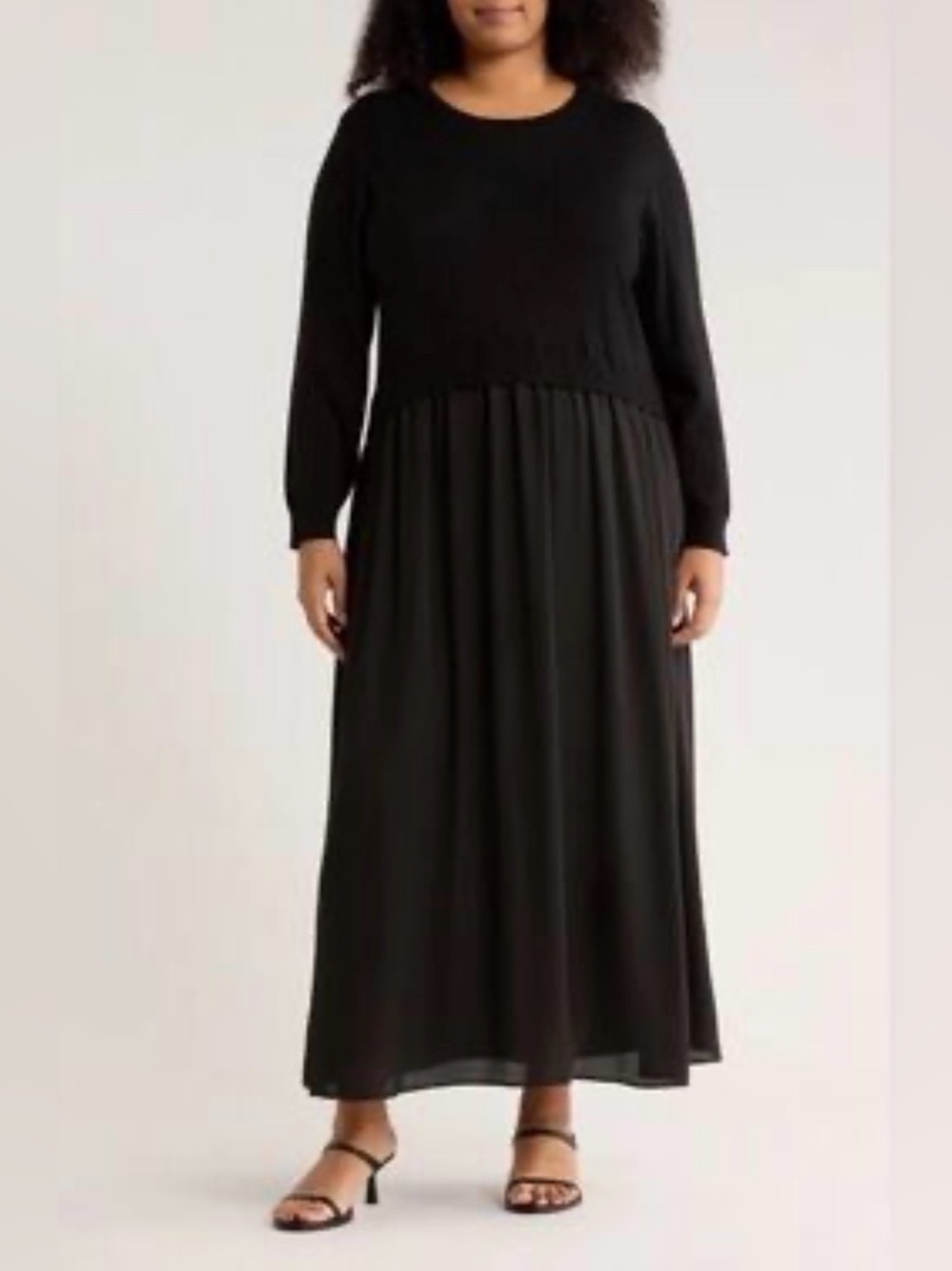 NWT Max studio twofer black sweater dress with chiffon bottom . Size 1x